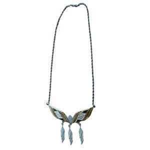 Montana Silversmiths Native American Feather Pendant Necklace with Gold & Silver